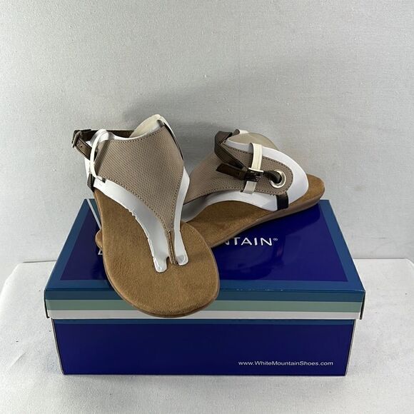 White Mountain London Flat Sandals Taupe Various Size - Picture 1 of 7